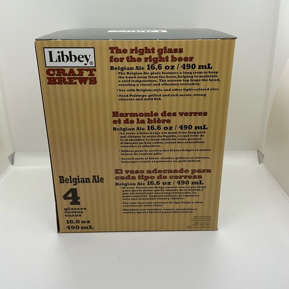 Libbey Craft Brews Belgian Ale Beer Glasses, Set of 4, NIB - Picture 2 of 4
